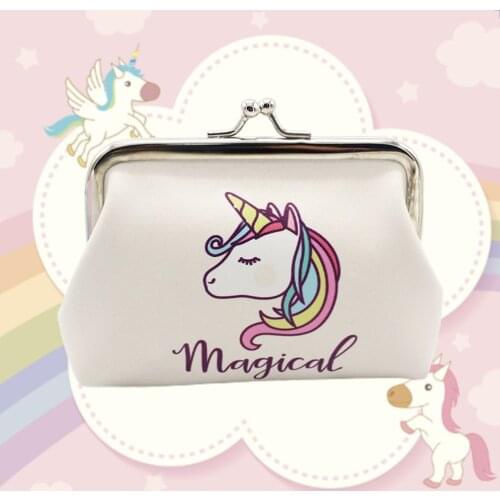 Women Unicorns Printed Mini Coin Purse with Spring-loaded Opening Design Durable Portable Clutch Bag Gift porte monnaie femme