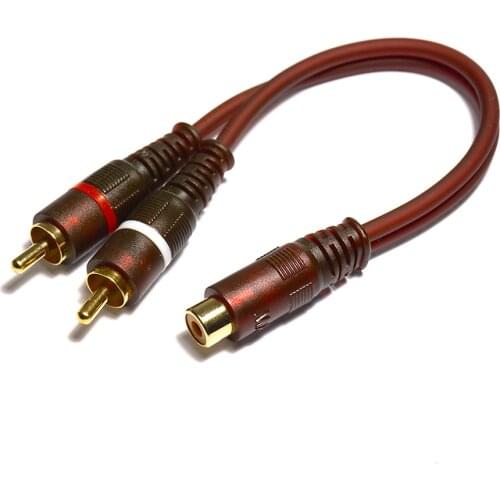 0.2Meter RCA Female to 2*RCA Male Y-Splitter Audio Cable 20cm RCA Plug M to FM Audio Line Converter Adapter for Car Audio System