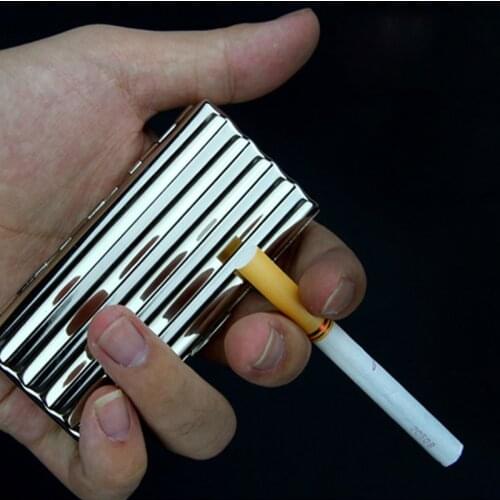 10 Sticks Corrugated Copper Cigarette Case Mirror Anti-stress Moisture-proof Cigarettes Holder Metal Smoking Slim Storage Box