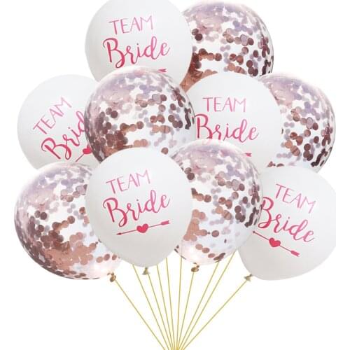 10pcs Hen Party Team Bride Balloon Bride To Be Latex Balloon Hen Night Golden Bridal Shower Bachelorette Party Decoration qq001