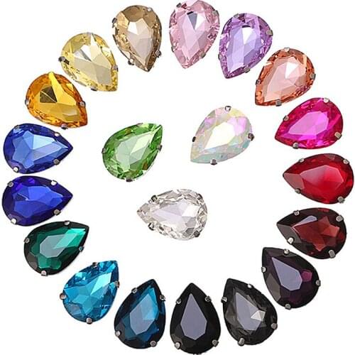 50pcs Hot Drop Water Art Decoration Rhinestones 10*14mm 3d Glitter Charm Nail Gem Stones Wheel DIY Sew On Claw Accessories