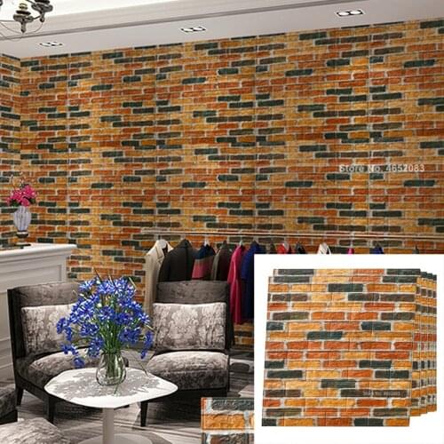 3D Retro Wall Sticker for Living Room Restaurant Shop Wall Renovation Waterproof Foam Self-adhesive Industrial Style Wallpaper
