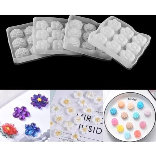 4 Styles Mirror Flowers Shape Silicone Molds Craft Clay Epoxy Resin Moulds For DIY Handicrafts Making Accessories