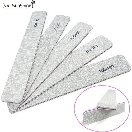 5pcs/lot Nail File Block Grey Straight Edge Stick 100/180 Nail Sanding Buffer Manicure Nail files Salon Glitter Nail Art Tool