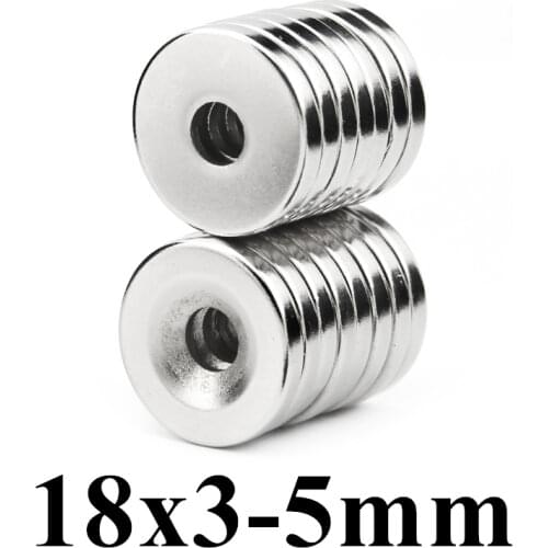 50pcs Super Strong Round Neodymium Countersunk Ring Magnets 18mm x 3mm Hole: 5mm N50 Neodymium Magnet Free Shipping