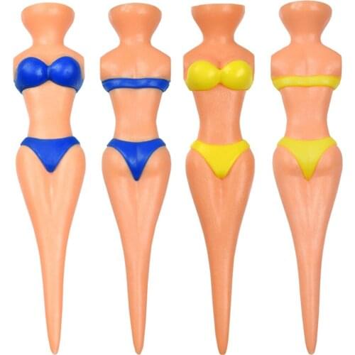 50 Pcs Plastic Golf Tees Personality Bikini Golf Tees for Sports Golf Training and Exercise Workout 2 Colors Yellow Blue