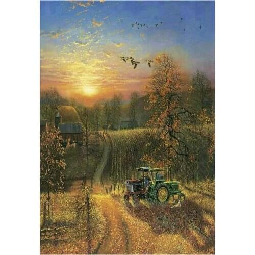 5d diamond painting autumn landscape full square / round car idyllic scenery 3d diamond mosaic diamond embroidery
