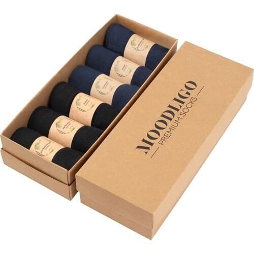 MOODLIGO Premium 3 Black 3 Navy Blue Premium Bamboo Socks