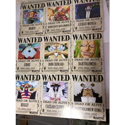 One Piece Poster 9Pcs/Set Reward Wanted Circular Retro Edition Wallpaper Latest Animation Periphery