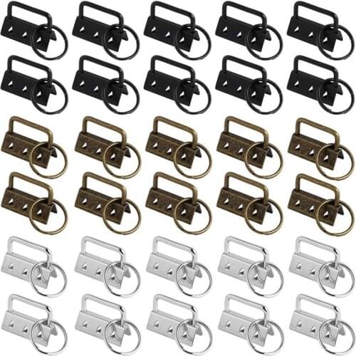Key Chain Hardware, 30 Pieces Wristlet Hardware, Lanyard Blanks, Clamp Clasp Pendant for Bag Wristlets and Hand Crafts
