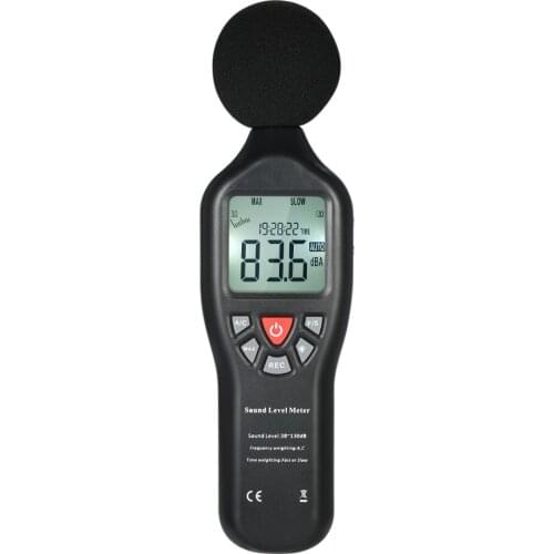 LCD Digital Sound Level Meter 30-130dBA Noise Measuring Instrument Decibel Monitoring Tester with Data Logging Function