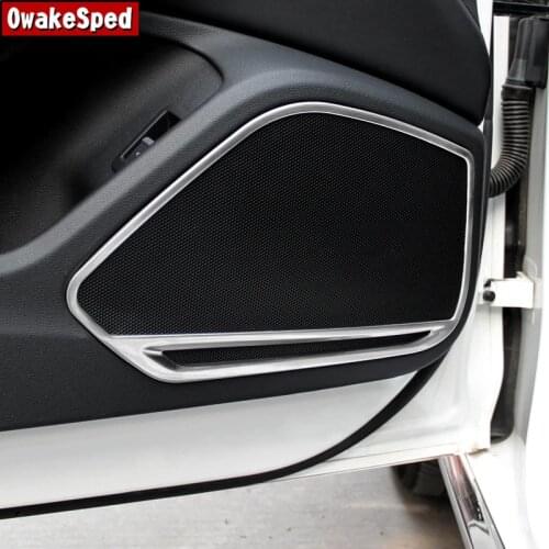 For Audi A5 2018 A4 B9 2017-2019 Interior Accessories Stainless Steel Side Door Audio Speakers Decoration Frame Cover Trim 4pcs
