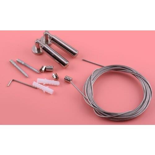 5M 197" Stainless Steel Curtain Drape Picture Hanging Wire Rod Kits Drying Clothes Quilt Hanging Curtains