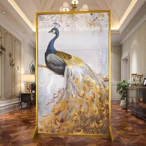 Nordic Stainless Steel Screen, Door Partition, Living Room And Bedroom Shelter, Household Metal Mobile Seat Screen