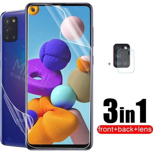 3in1 Hydrogel Film For Samsung Galaxy A21s A 21s Back Screen Protector For Samsung A21s SM-A217F SamsungA21s Camera Len Glass
