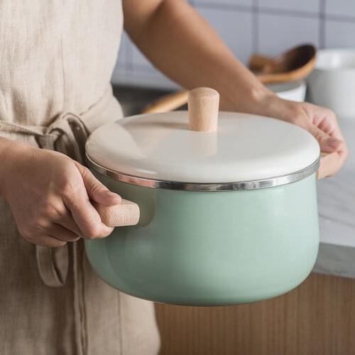 Porcelain Enameled Milk Pot Cooking Pot Nordic Non-Stick Soup Pot with Cover Induction Cooker Gas Stove Applicable Cookware