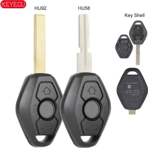KEYECU 10PCS Replacement Remote Key Shell for BMW Z3 Z4 X3 X5 E36 325i 3 5 7 525i 330i HU92/HU58 BackSide With Words 315/433mhz