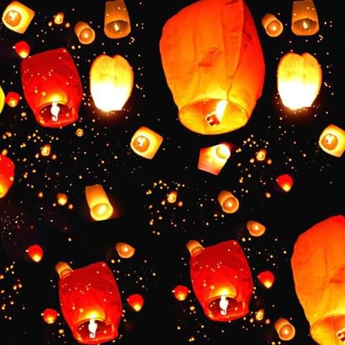 Syezyo Chinese Paper for Sky Flying Wishing Lanterns Fly Candle Lamps Wishing Light Christmas Party Wedding Festival Decoration