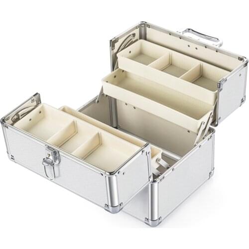 High Quality Aluminum Alloy Medicine Box with Lock Two-way Open Multi-layer Drug Storage Box Household Medical Kit