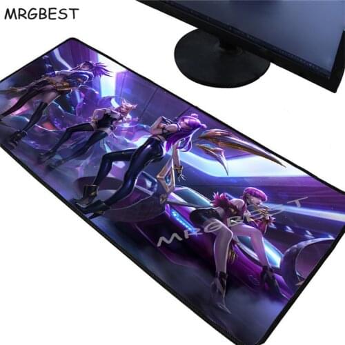 MRGBEST Anime Large Size Gaming Mouse Pad Lock Edge Side Sexy Girl KDA Laptop PC Table Mat Rubber Non-slip for The Game Player L