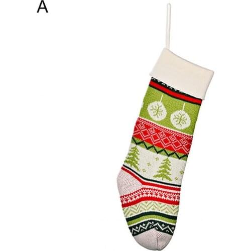 Creative Snowman Pattern Christmas Stocking Fine Texture Elastic Beautiful Snowflake Knitted Fabric Stocking Gift Bag Ornament