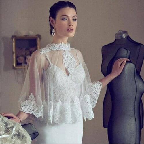 Lace Hem Wedding Party Shawl Ivory Bride wrap BOLERO White Bridal Wedding jacket