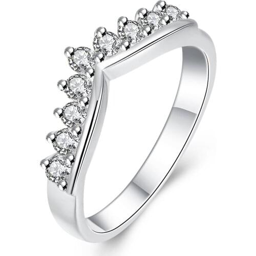 Top Selling 925 Sterling Silver CZ Crystal Woman Finger Rings For Wedding Engagement Chaming Wreath Crown Jewelry