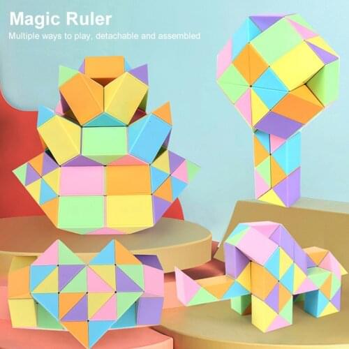 Boys and Girls DIY Colorful Magic Ruler Snake Detachable Magic Ruler Puzzle Cube Plastic Toy Gift