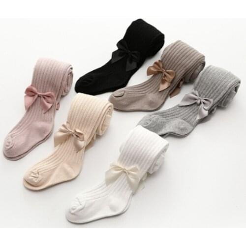 Cute Tights for Baby Girls Candy Color Children Pantyhose Ribbed Stockings Cotton Knitted Baby Girl Tights Kids