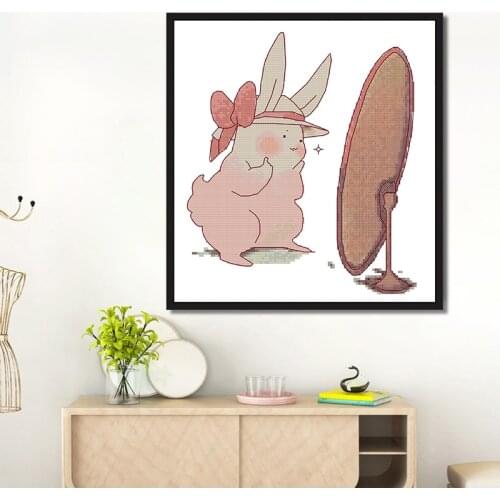 Cute bunny Cross Stitch 11CT Printed Fabric 14CT Canvas Counted small cartoon Chinese Cross-stitch DIY Embroidery Thread Sets
