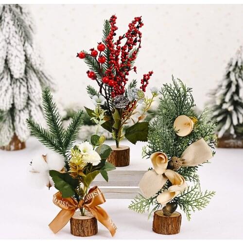 Mini Artificial Christmas Tree Desktop Decoration New Year Home Decoration Christmas Branches Pine Cone /Red fruit/cotton