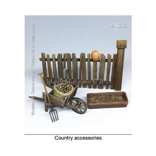 Unpainted Kit 1/35 Country accessories AND Fence figure Historical Resin kit miniature model