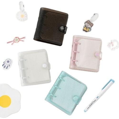 New Flash Crystal Large 3-hole Loose-leaf Notebook Mini PVC Transparent Case Portable Loose-leaf Coil Handbook