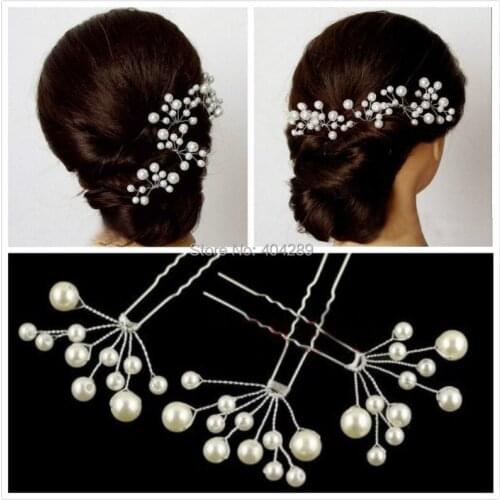 Wholesale 50Pcs Women Ladies Wedding Bride Hair Clip Hairband Pearl Flower Silver Color