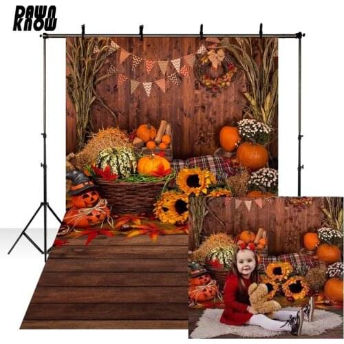 DAWNKNOW Autumn Photography Background For Wedding Thanksgiving Day Pumpkin Backdrop For Children Photo Studio lv2234