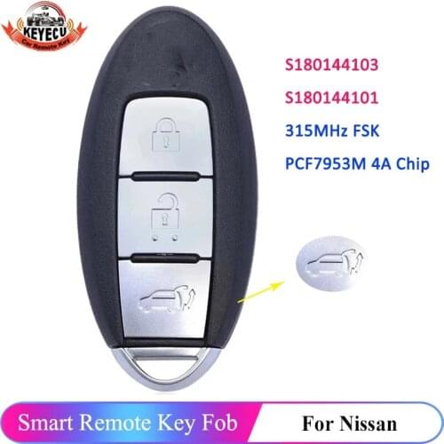 KEYECU 3 Button Remote Car Key 315MHz for Nissan Xtrail X-Trail Rogue 2014 2015 2016 2017 S180144103 S180144101 PCF7953 4A Chip