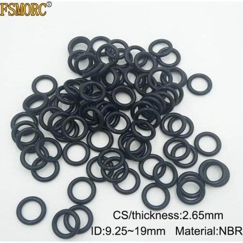 200pcs ID9.25 9.5 10 10.6 11.2 11.8 12.5 13.2 14 15 16 17 18 19mm x 2.65mm Thickness CS NBR o ring seal Rubber Gasket Mechanical