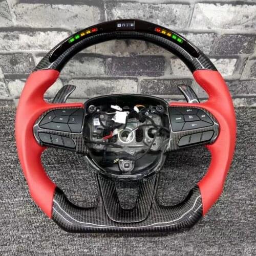 RED LED Carbon Fiber Steering volante esportivo Car Steering Wheel Fit For Dodge Muscle car