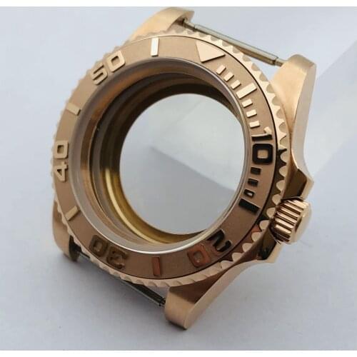 40mm sapphire glass rose gold ceramic bezel steel case fit NH35 NH36 ETA 2836 Mingzhu DG2813 3804 Miyota8215 8205 movement