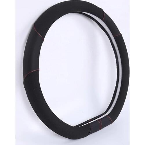 Universal 38cm D Shape Pink Leather Car Steering Wheel Cover Breathable Cute Car Styling for BMW VW Audi