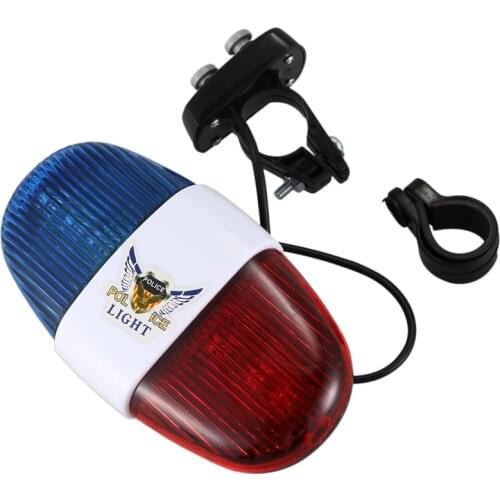 Bicycle Cycling 4 Tones 6 LED Electronic LED Warning Lights Siren Horn Beeper Bell
