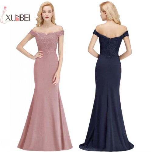 Vestido de festa longo Mermaid Lace Dusty Pink Bridemaid Dresses Long Off The Shoulder Prom Dresses Wedding Guest Dresses