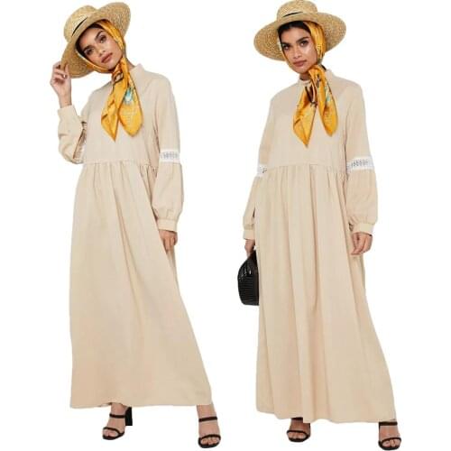 Muslim Women Vintage Abaya Long Sleeve Dress Islamic Maxi Kaftan Jilbab Robe Gown Arab Middle East Dress Loose Draped Design New