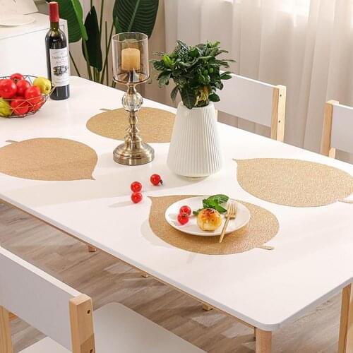 Place PadFine Texture Waterproof Dinner Mat Heat Insulation Place Mat Anti-slip PVC Elastic Leaf Shape Place Mat for Home