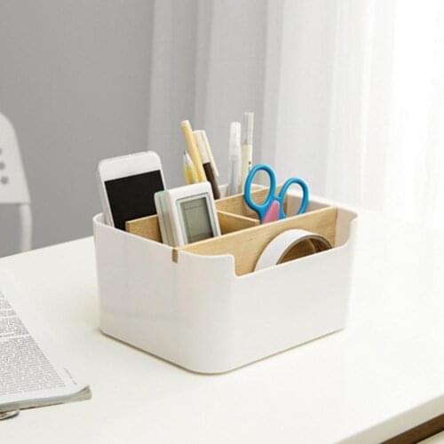 Storage Box Multi-use More Compartments Rubberwood Makeup Holder Box Space-saving Rubberwood Convenient Bedroom Organizer Case
