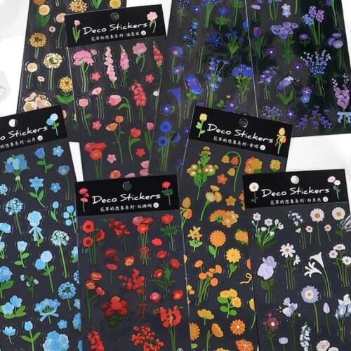1sheets Sticker Set Flowers And Plants Series Diy Cute Stickers Ins Style Scrapbooking School Suppliers Stationery Art Supplies