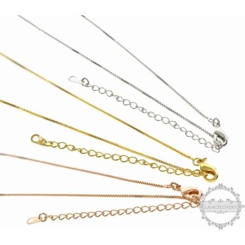 1MM Thick Silver,Gold,Rose Gold Simple Box Chain 18Inches with 2Inches Extension Chain 1320002