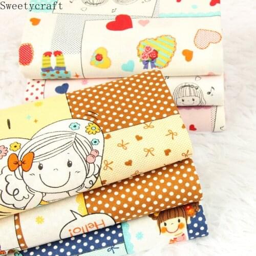 110x45cm Thick 100% Cotton Fabric Heart Girl Cloth Sewing Dress Quilting Fabrics for Patchwork Needlework DIY Handmade Material