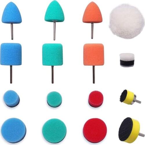 16 PCS Mini Car Detail Polishing Electric Drill Cleaning Pad Sponge Wheel Suit Tools For Clean Up Auto Narrow Areas Polishing