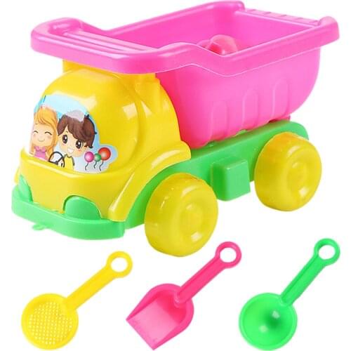 4pcs/set Beach Toy Buggy Shovel Tool Cartoon Pattern Fun Summer Outdoor Toy Children Beach Sand Water Game Play Car